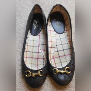 Coach Dark Brown Leather Leona flat Women's Shoes